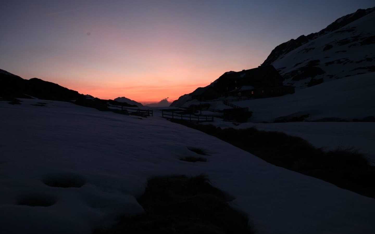 Contrasts: crocus meadows in bloom in Oberiss - from the hut upwards very good touring conditions again today.