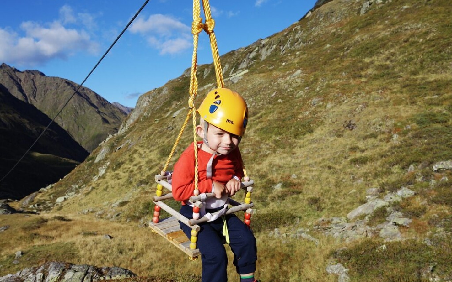 Fun on the children's flying fox
