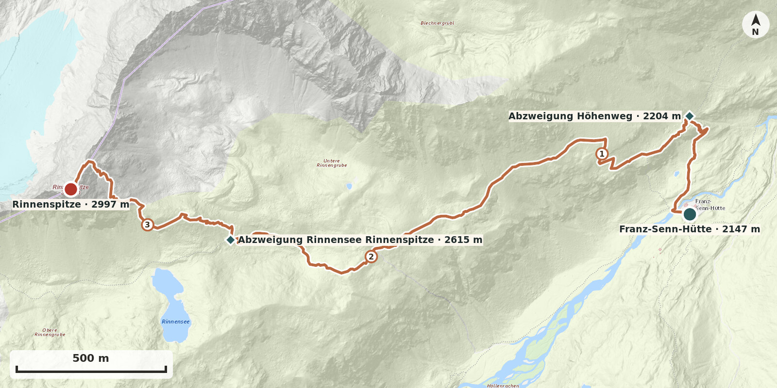 Kaart: Rinnenspitze 3003 m