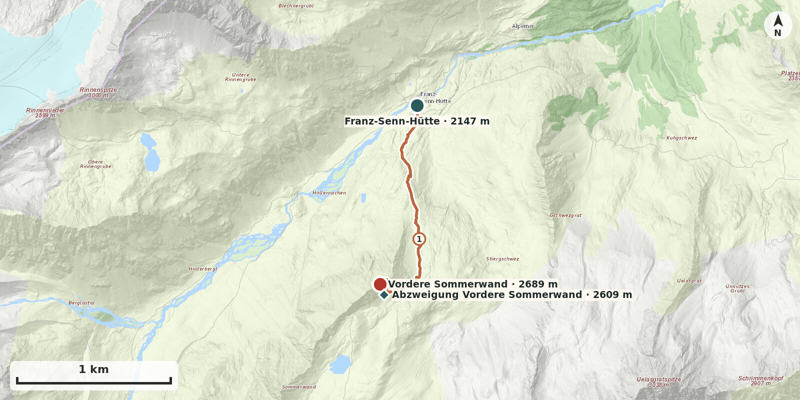 Carte: Vordere Sommerwand 2677 m
