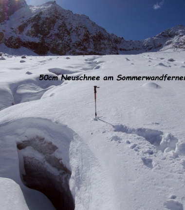 Der Wintereinbruch brachte auf den Gletschern bis zu 50cm nNeuschnee!